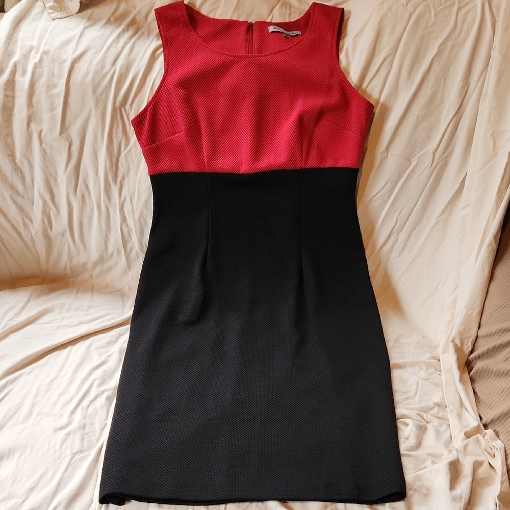 Elegant Red and Black Sleeveless Dress